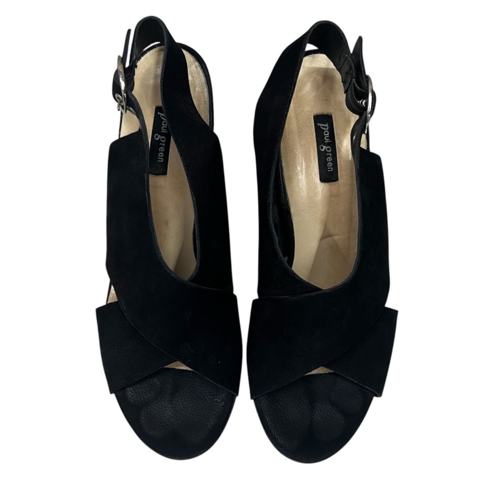 Paul Green Black Retro Slingback Sandals Size‎ UK 5.5